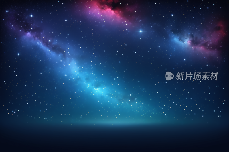 星空夜空有明亮的星星和明亮的蓝色星云背景