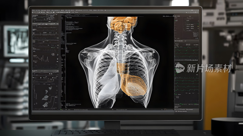 人体肺部和心脏详细X射线图像