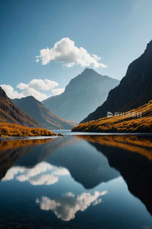 山倒映在湖的静水中高清风景图片