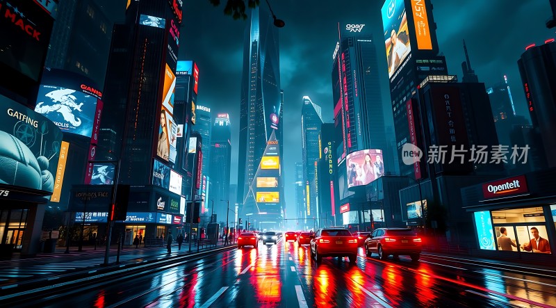 霓虹灯下的未来都市之夜
