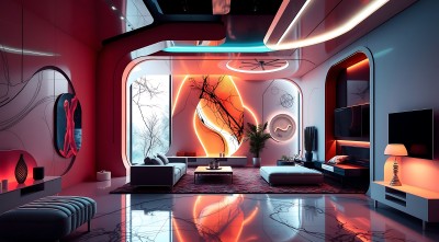 未来主义家居设计色彩鲜艳科技感十足