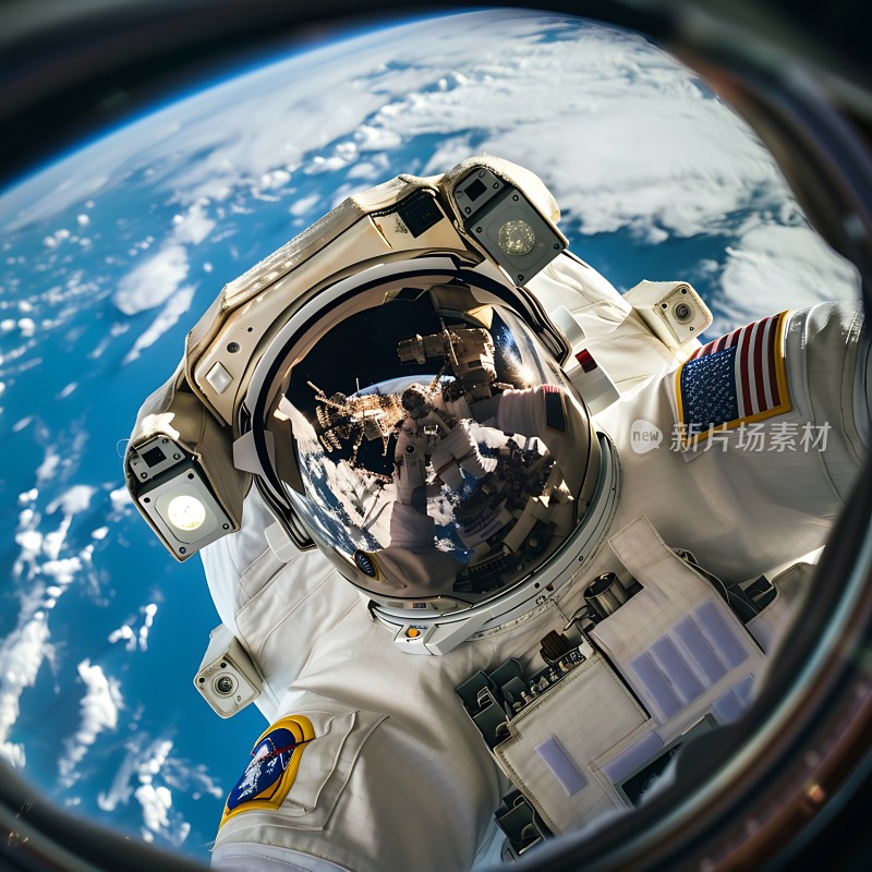 宇航员太空行走地球背景