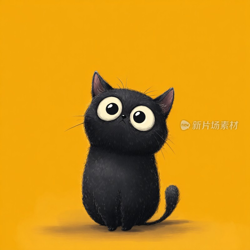 可爱黑猫插画
