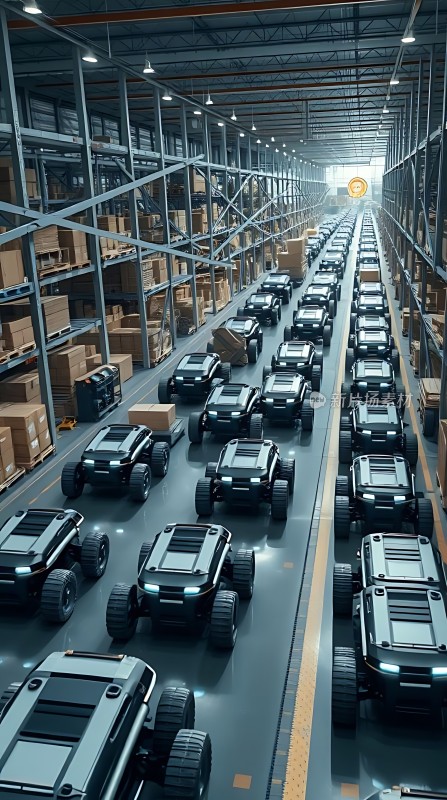 智能物流仓库机器人搬运货物高效运作