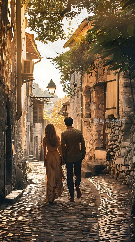阳光下的浪漫石板路