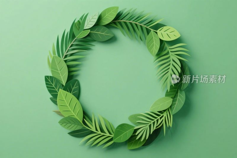 绿色植物叶环插画