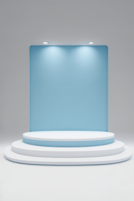 白色讲台特写上面有蓝色灯光高清图片 白色讲台特写上面有蓝色灯光高清图片