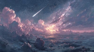 梦幻星空下的云海流星景观 梦幻星空下的云海流星景观