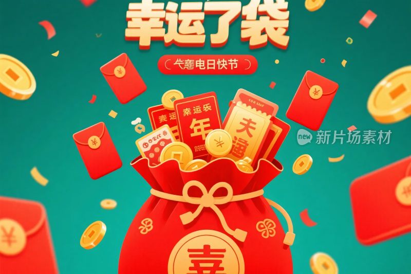 幸运红包袋插画