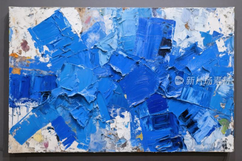 蓝色抽象油画作品