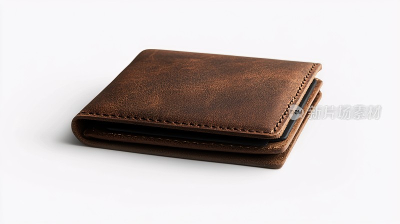 棕色皮质钱包特写