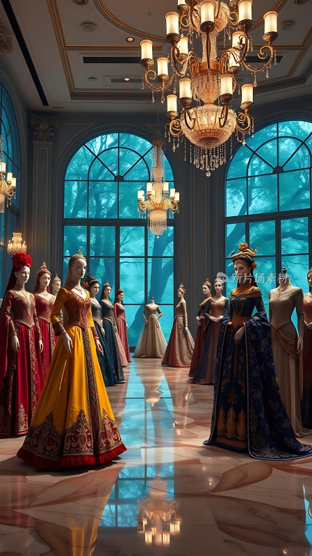 皇家舞会上的华丽礼服展示