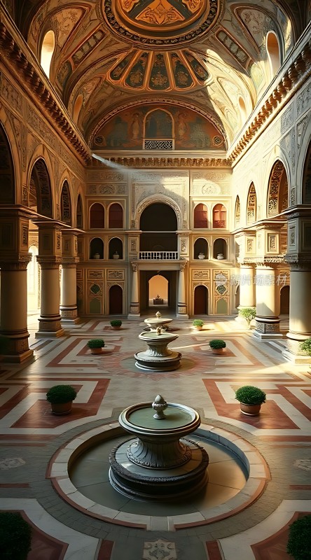 阳光下的宏伟宫殿内部