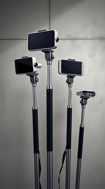 自拍杆与手机组合展示