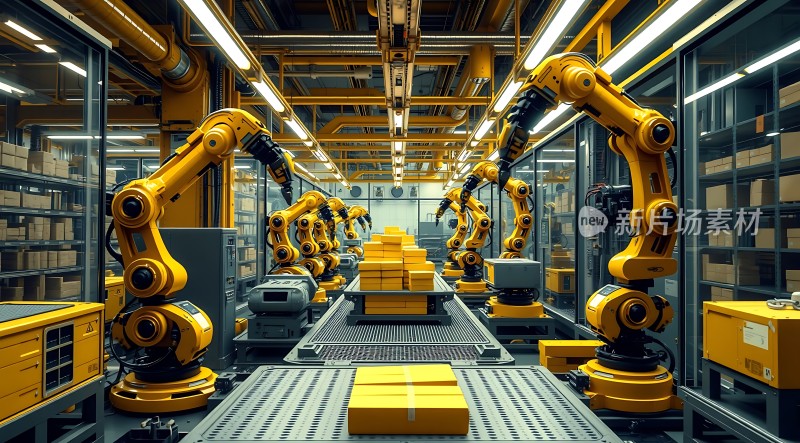 智能物流中心机器人高效协作搬运货物