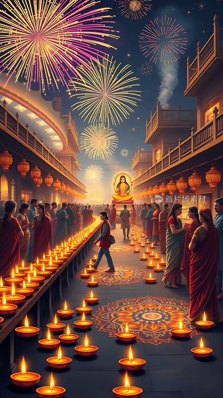 灯火辉煌夜烟花璀璨时