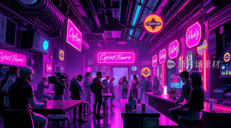 赛博朋克酒吧夜生活