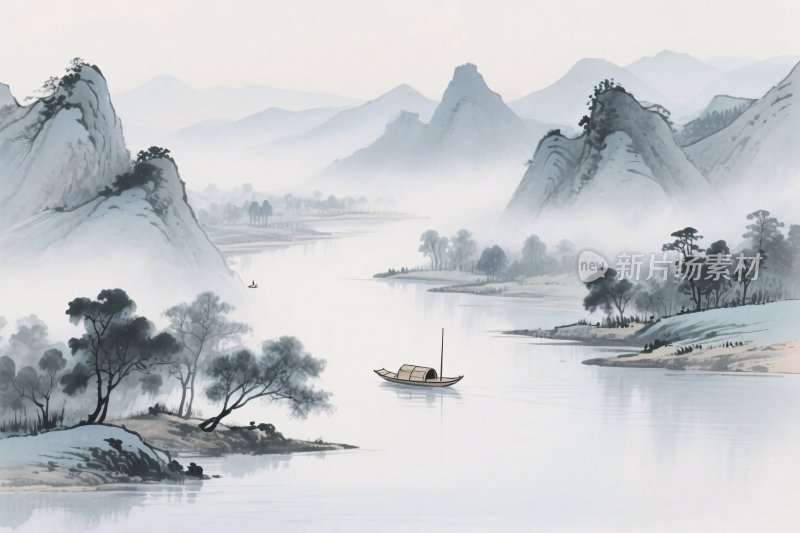 水墨山水风景图