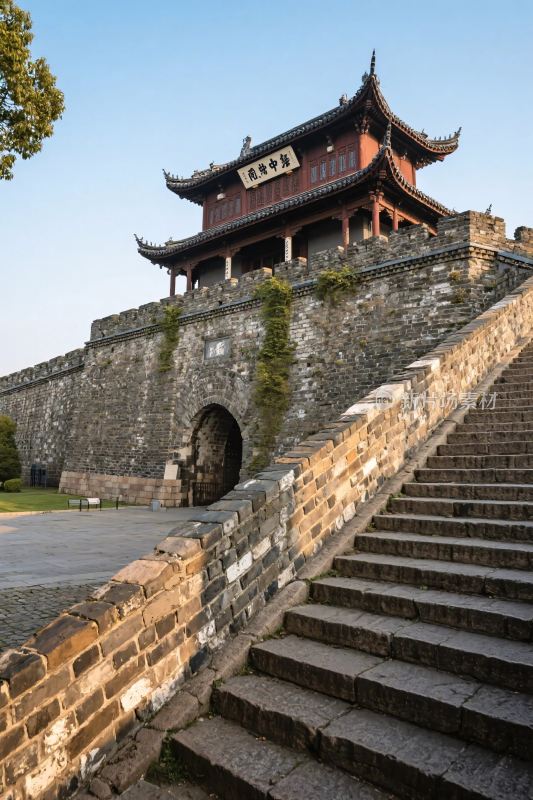 古城墙塔楼石阶景观