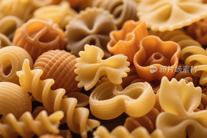 彩色意大利面特写