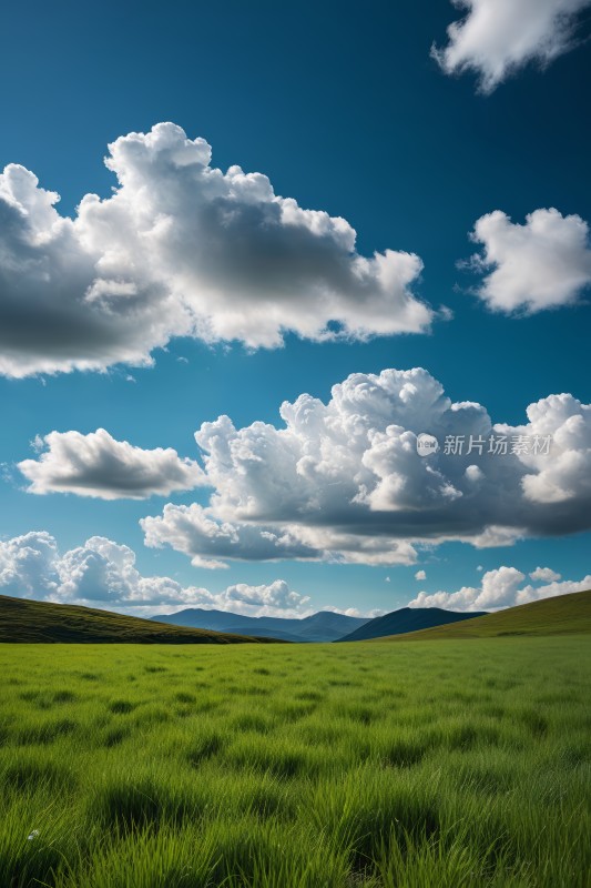 一片天空背景的草地高清图片