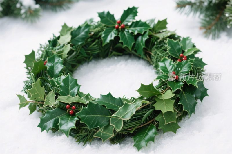 冬青花环圣诞装饰