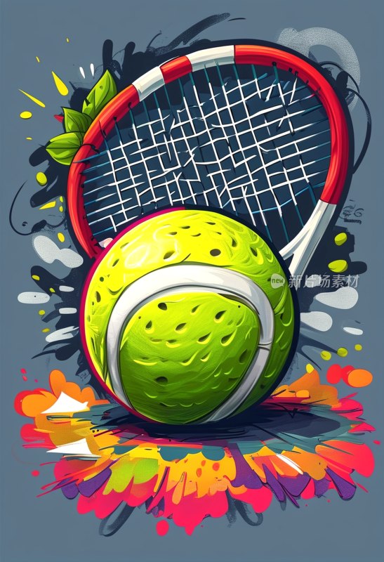 卡通网球涂鸦