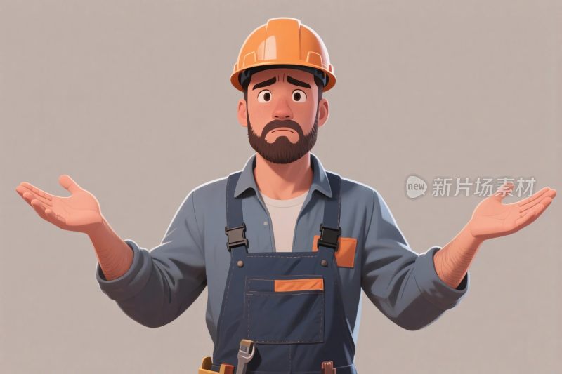 头戴安全帽的工人动作展示