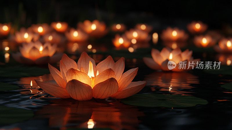 水上莲花灯花灯祈福