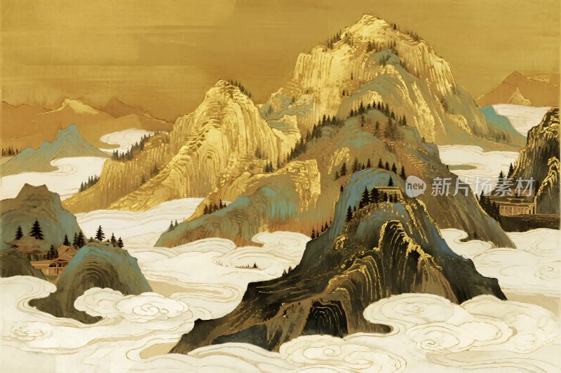 传统山水风景插画