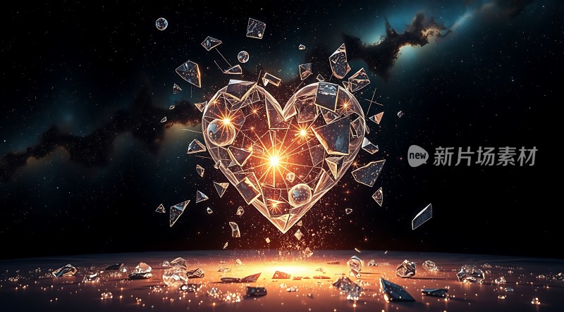 破碎的心形水晶