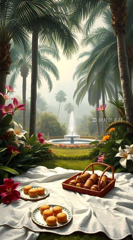 阳光下的热带风情野餐