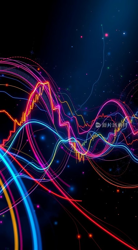 多彩数据线交织夜空