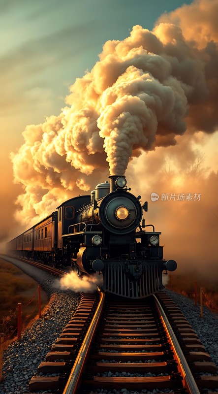 蒸汽火车驶向远方