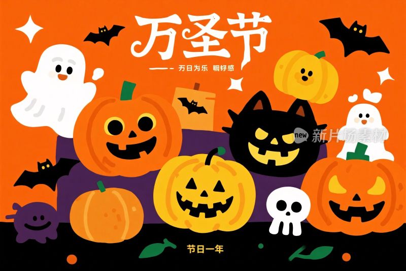 万圣节节日元素插画