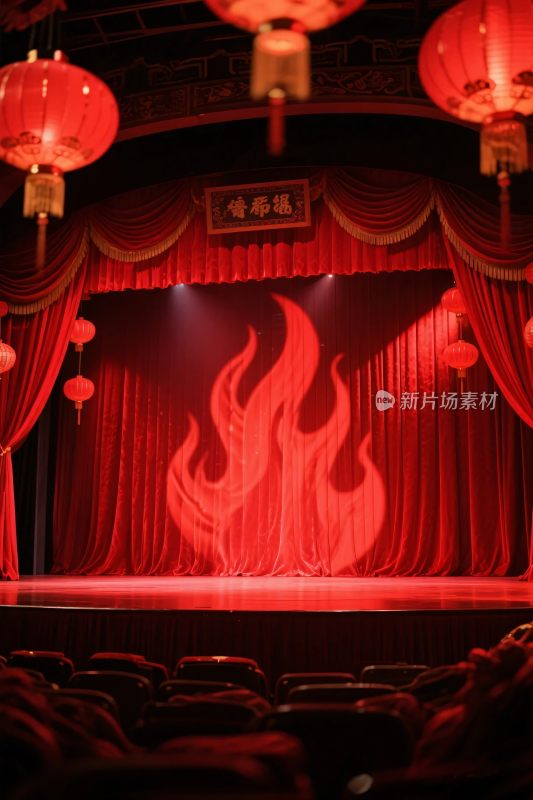 剧院舞台红色火焰布景