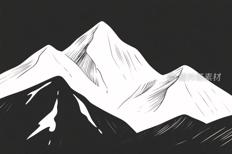 黑白山脉插画