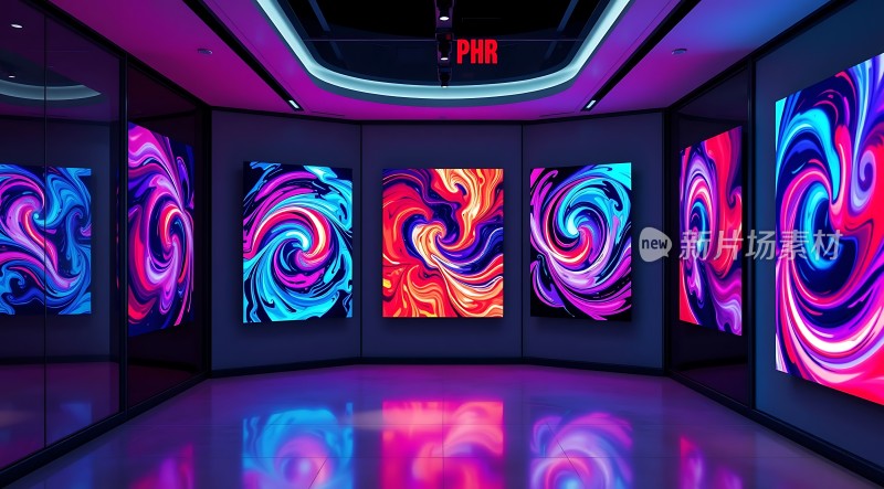 霓虹幻境多彩漩涡艺术展