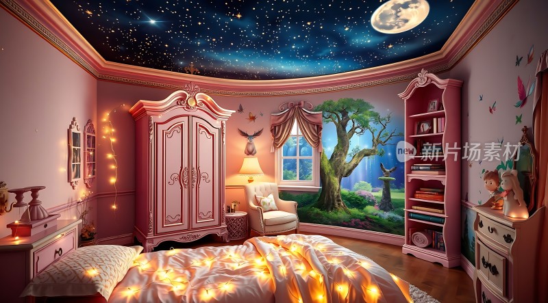 星空卧室梦幻粉色世界
