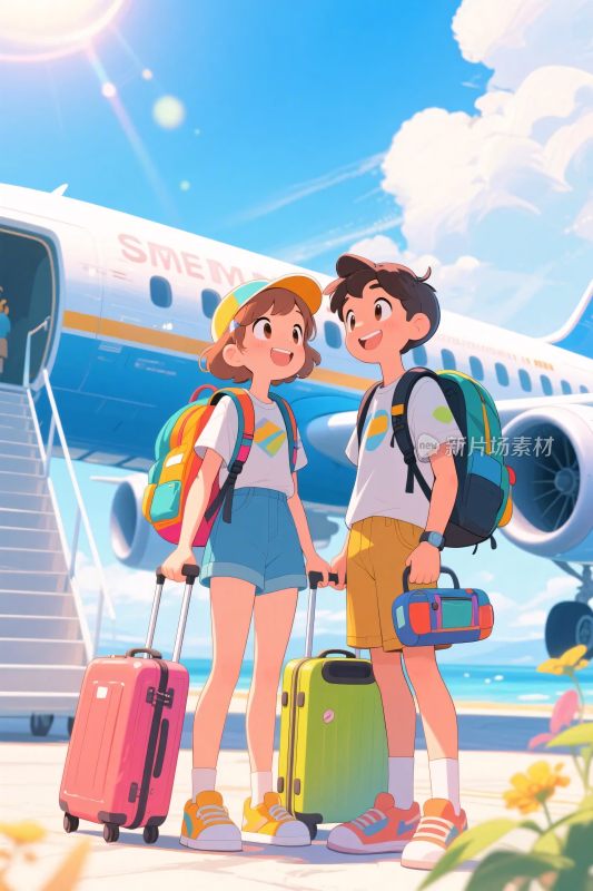 机场旅行插画场景
