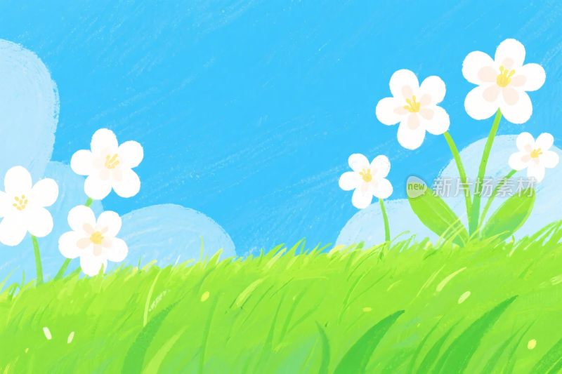 清新草地小花插画