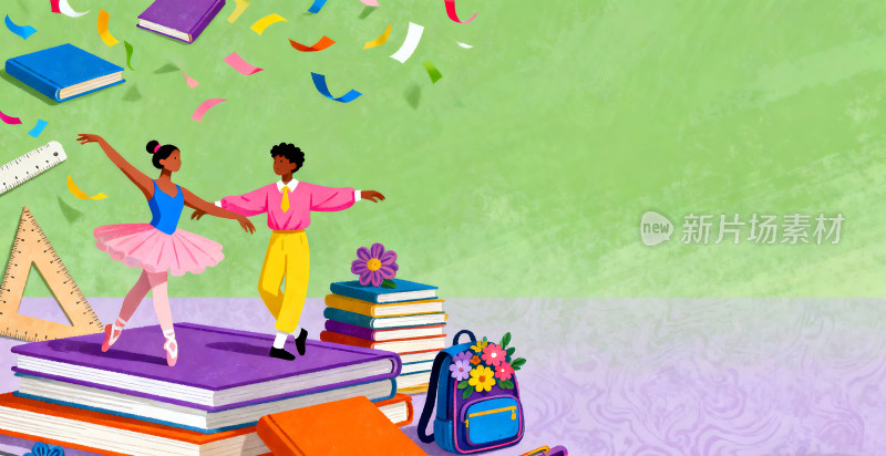 开学季校园欢乐时光插画