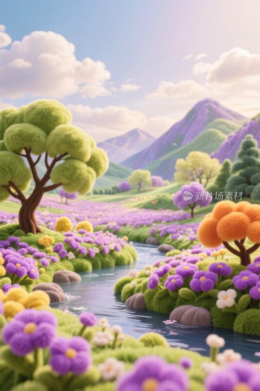 梦幻唯美的自然风光插画