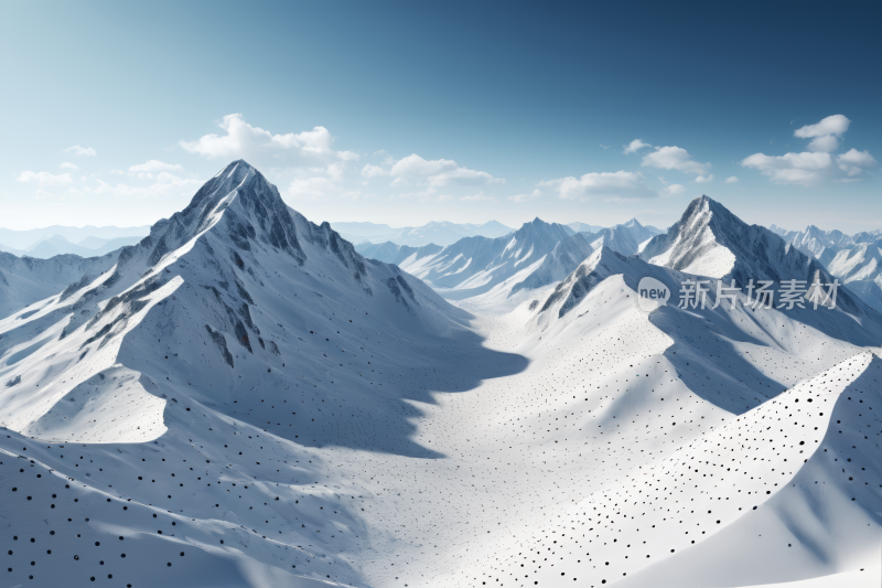 雪山上有几座白雪覆盖山峰和蓝天风景图片