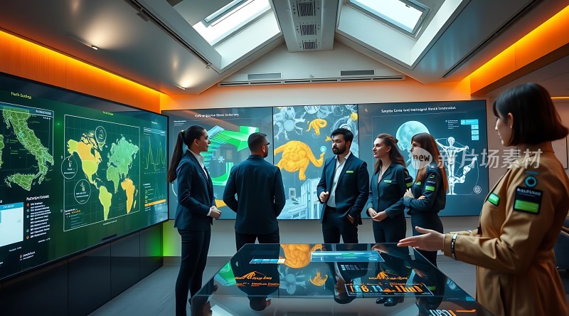 智能会议室里的头脑风暴会议