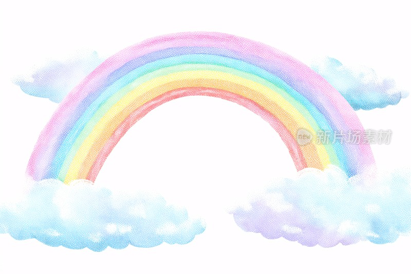 梦幻水彩彩虹云朵插画