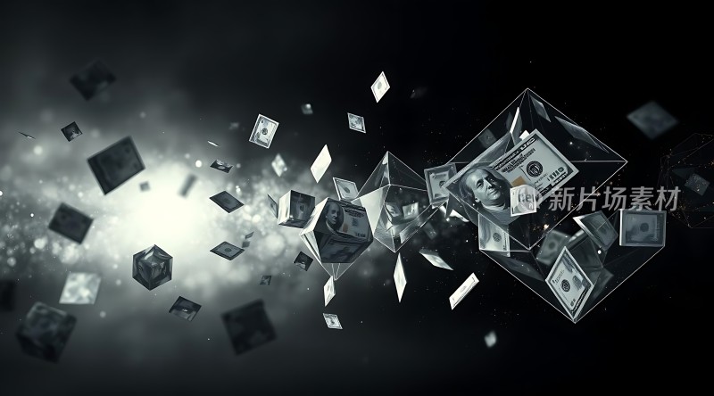 金钱风暴美元在几何空间中飘荡