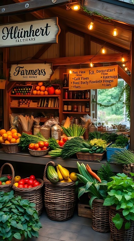 **农民市场的新鲜农产品展示**