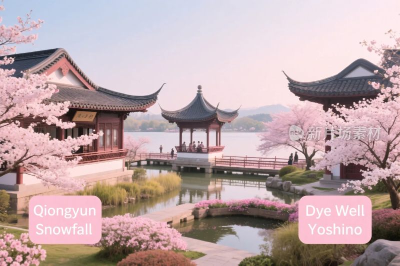 古风园林风景插画