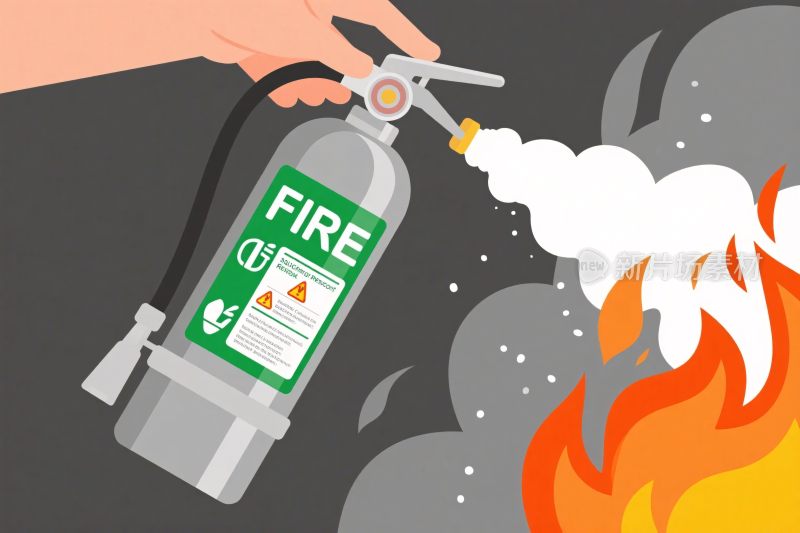 灭火器灭火插画